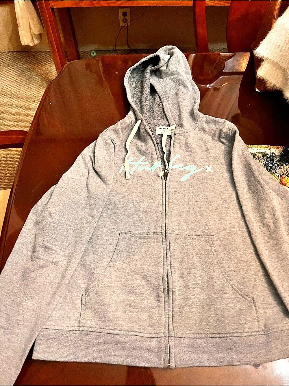 Hurley Full-Zip Hoodie in Gray Size Small Like New